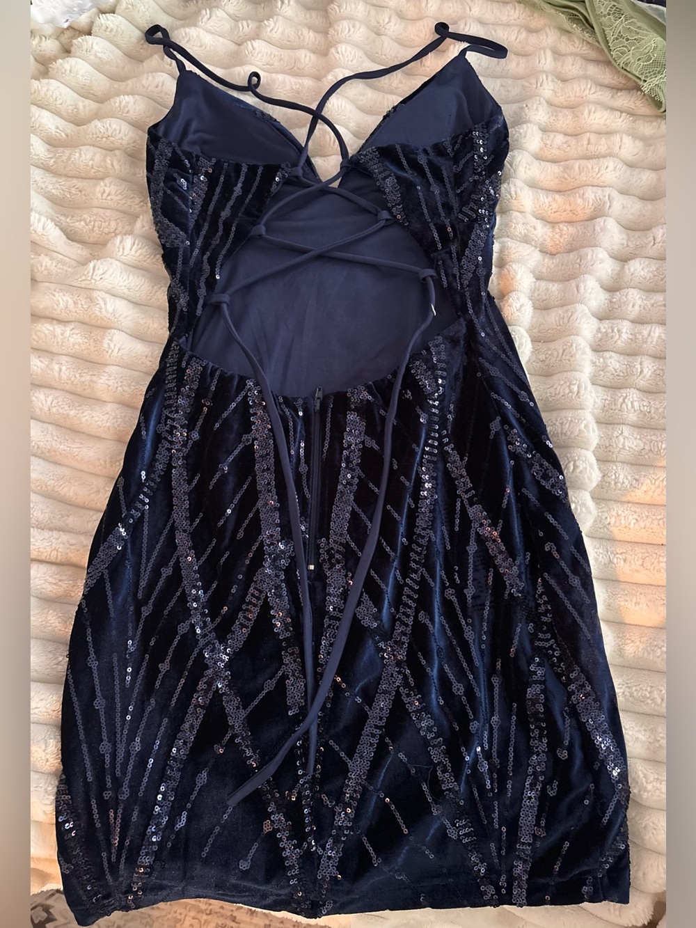 Windsor Navy Sequin Strappy Mini Dress - Picture 3 of 4